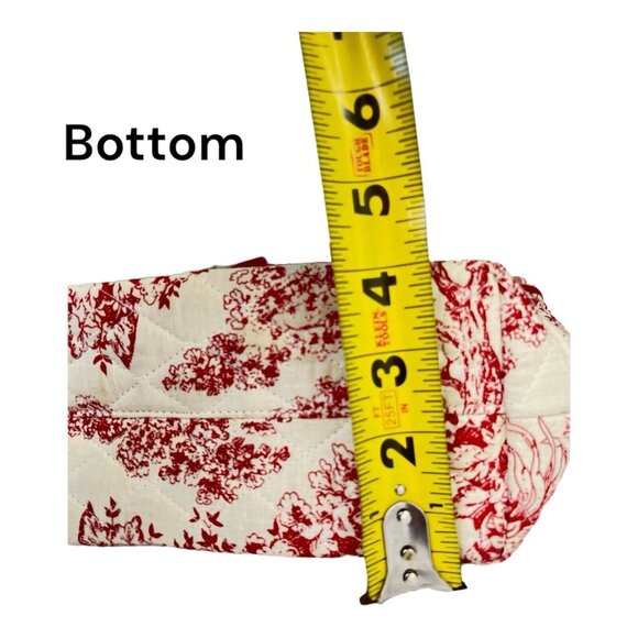 Isabella's Journey Cranberry and white, Renaissance,  Quilted Petite Carpet Bag - Picture 12 of 12